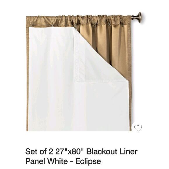Eclipse Absolute Zero 100% Blackout Liner Panels White 27" x 80" Set Of 2 New - Picture 3 of 5